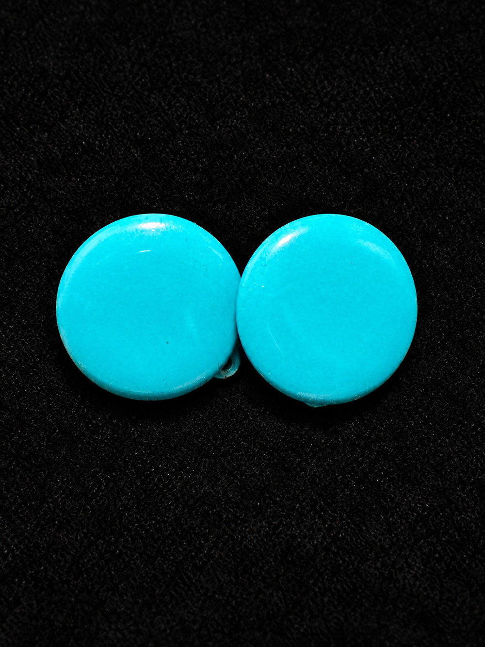 ⚜️ Clip-On Earrings | Round Dome Studs | Turquoise Blue Enamel 💗